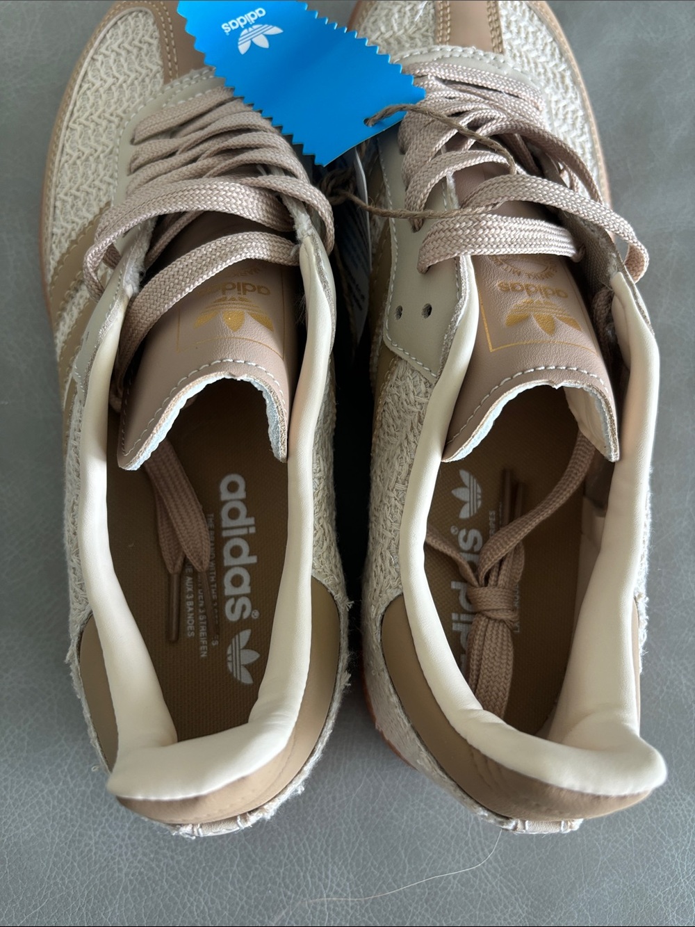 adidas Women’s Beige Raffia Cream Lace-Up Sneakers - Picture 4 of 5